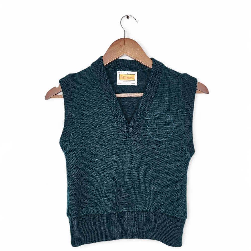 School Apparel Sleeveless Pullover Sweater Vest in Green Size L